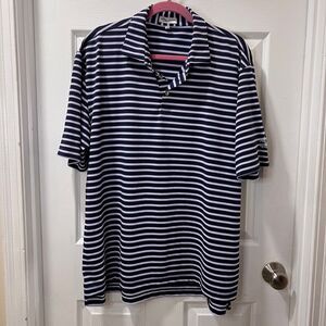 Peter‎ Millar Summer Comfort Navy White Striped Golf Polo Shirt Casual -SZ XL